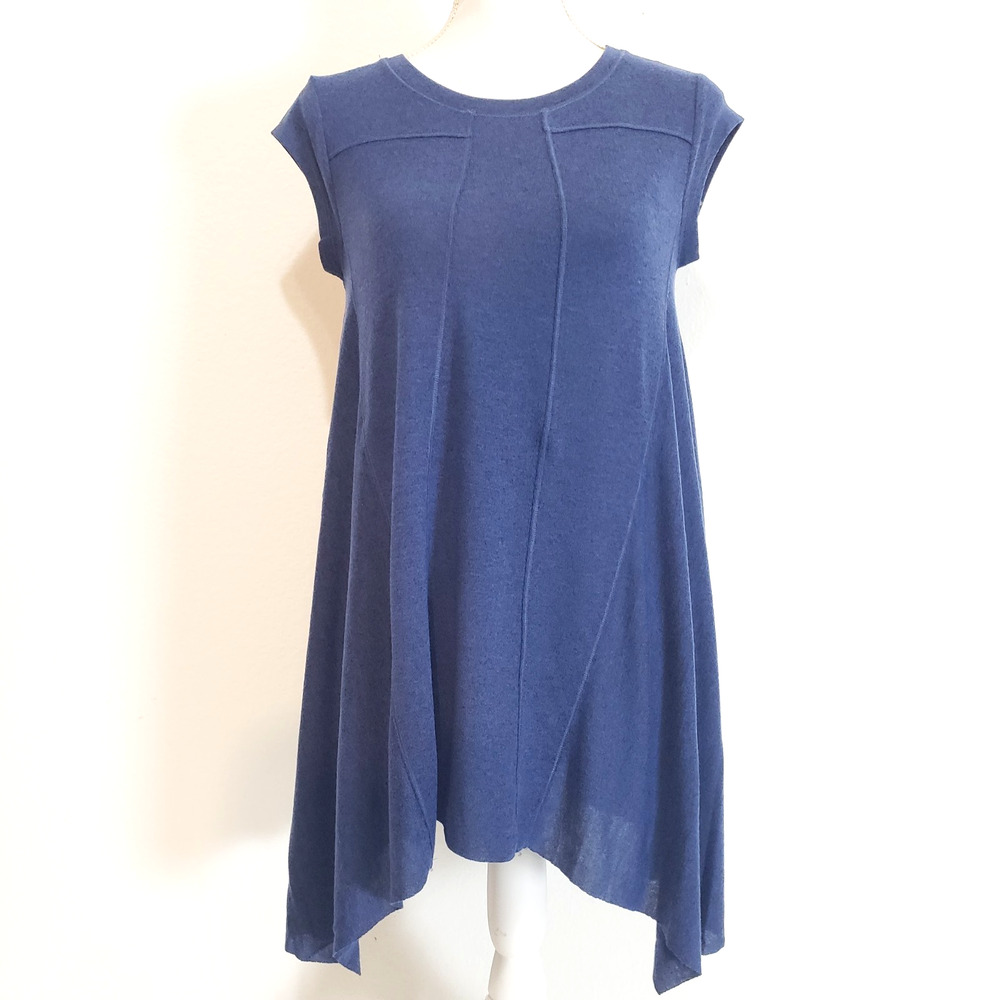 Indigo Thread SIZE S Asymmetrical Tunic Dress Blue Short Sleeve Boho Festival